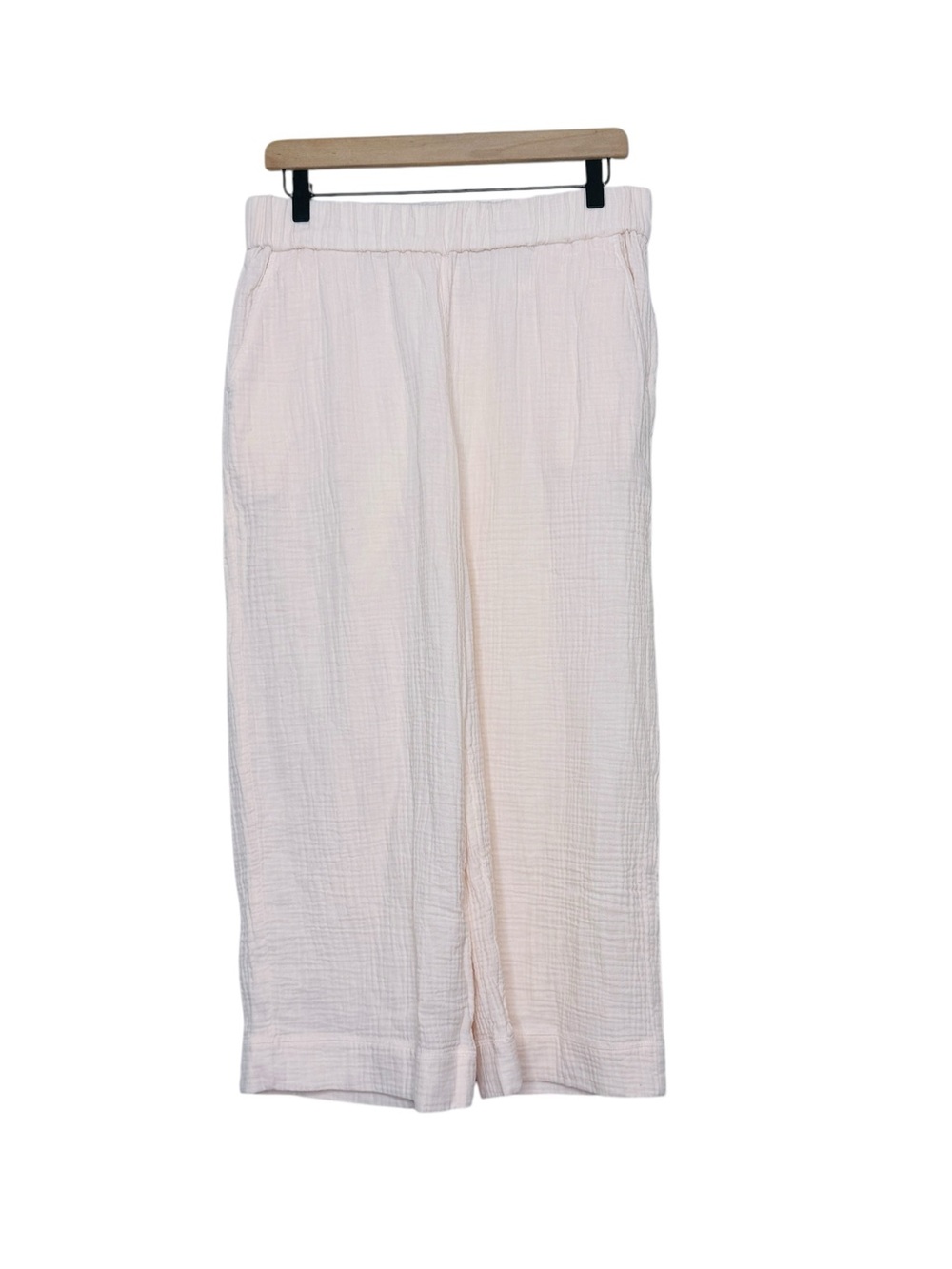 Haven Well Within Medium Cotton Gauze Ivory Crop Pull On Pants Ivory Lagenlook